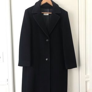 Oversized navy blue wool/angora trench coat